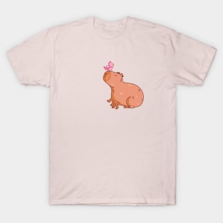 Capybara with a pink bird, a parody of AI art T-Shirt